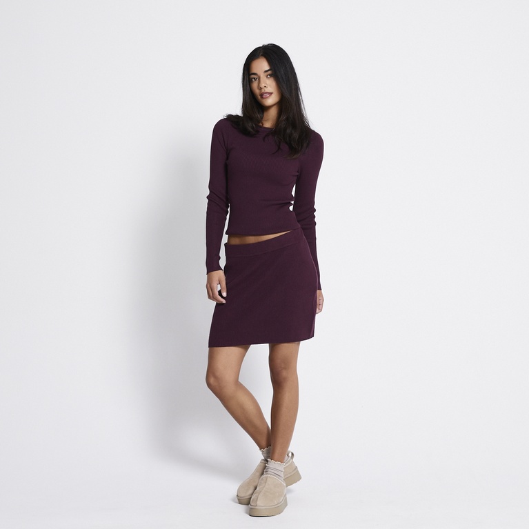 Short rib-knit skirt "Jasmina" Plum